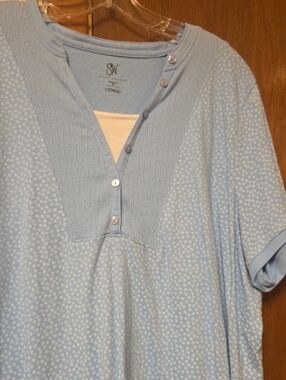 Soft Blue Henley Tee-shirt by SW